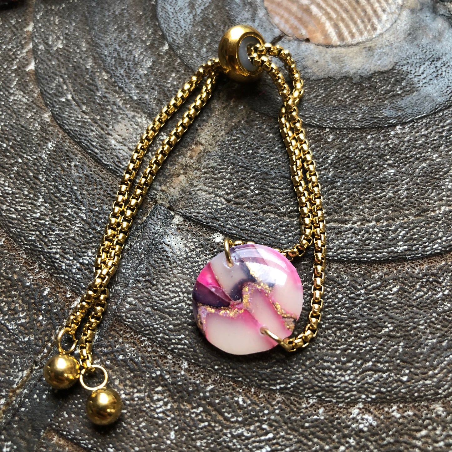 Pinks and Golds, Polymer Clay Bracelet