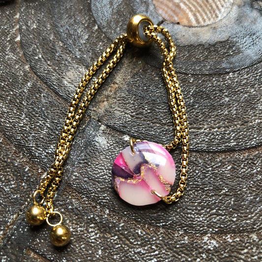 Pinks and Golds, Polymer Clay Bracelet
