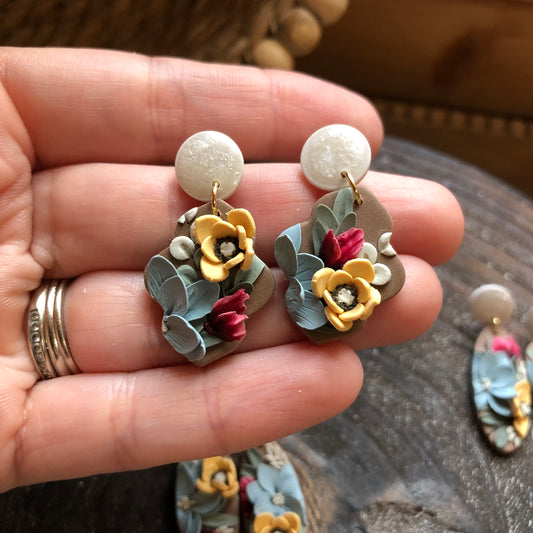 Late Bloom Moroccan Floral Dangles, on Surgical Stainless Steel