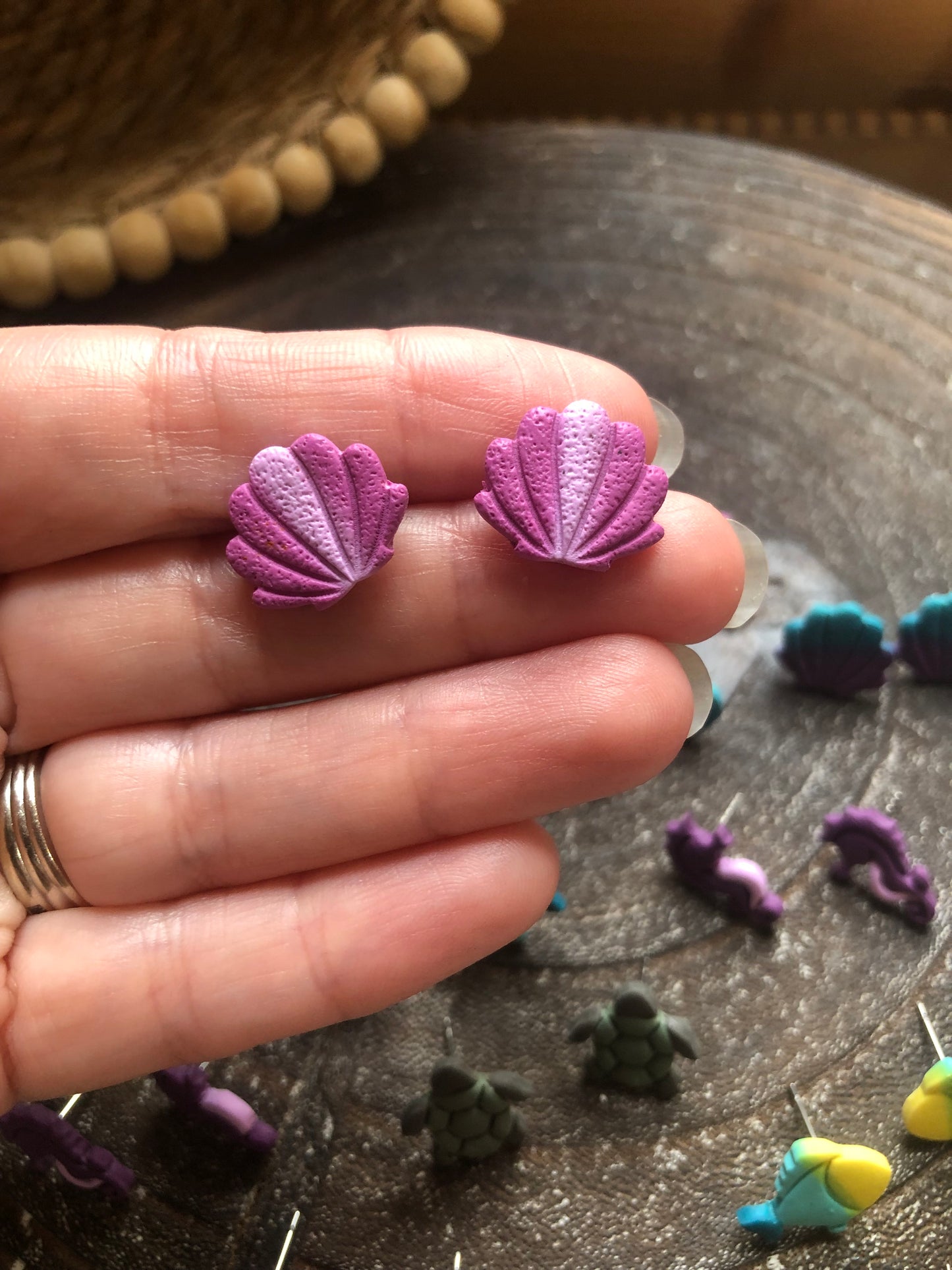 Ocean Collection, Polymer Clay Studs on Surgical Stainless Steel
