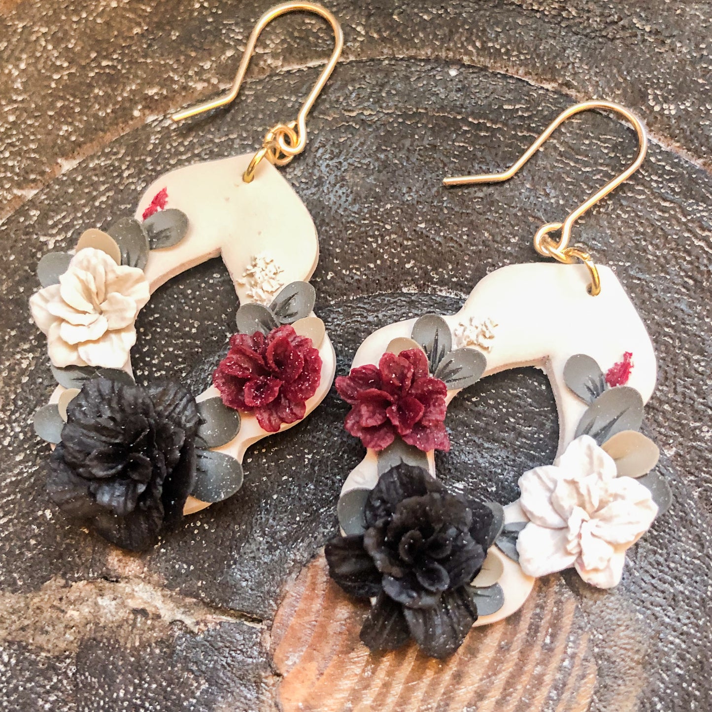 Dark and Moody Collection, Polymer Clay, Gold and Silver Options Earrings and Necklaces