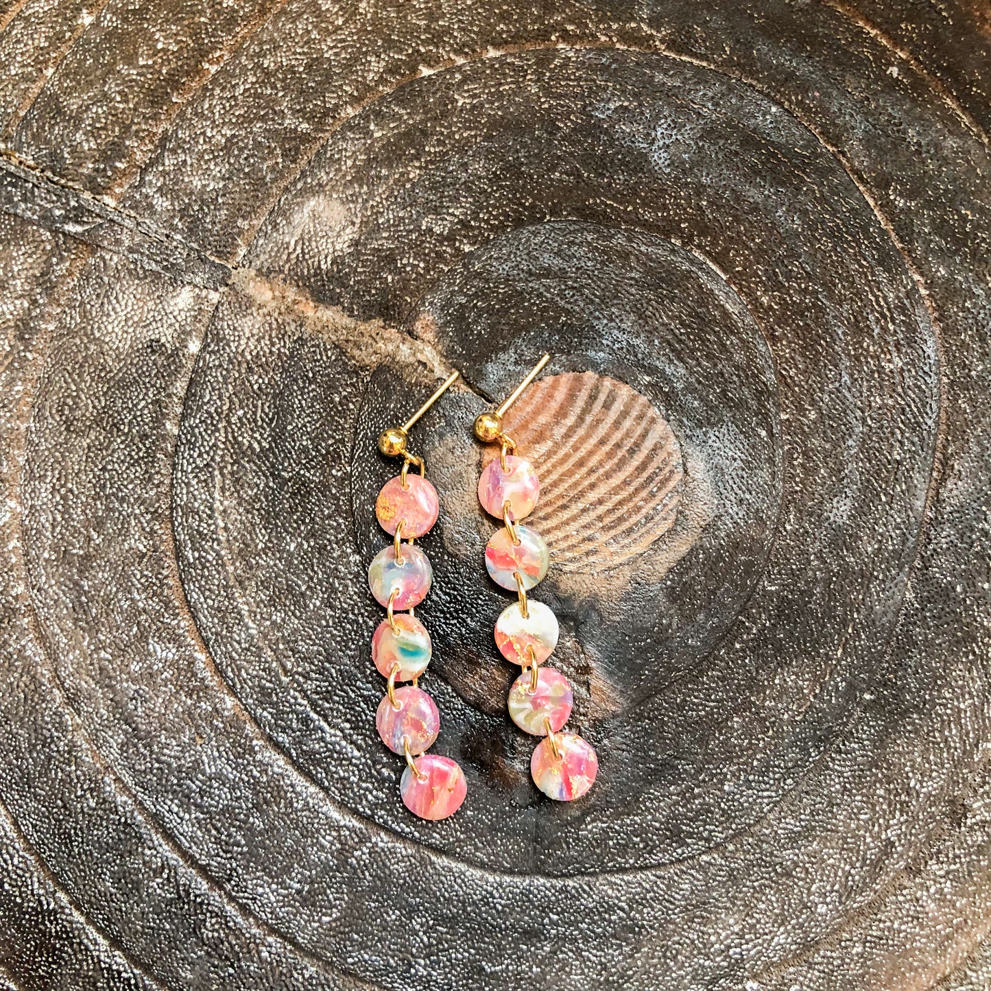 Flecks of Gold Collection, along Circle Dangles on Gold Ball Posts