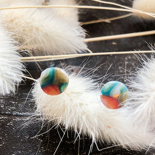 Small Circle Studs in Polymer Clay on Surgical Stainless Steel