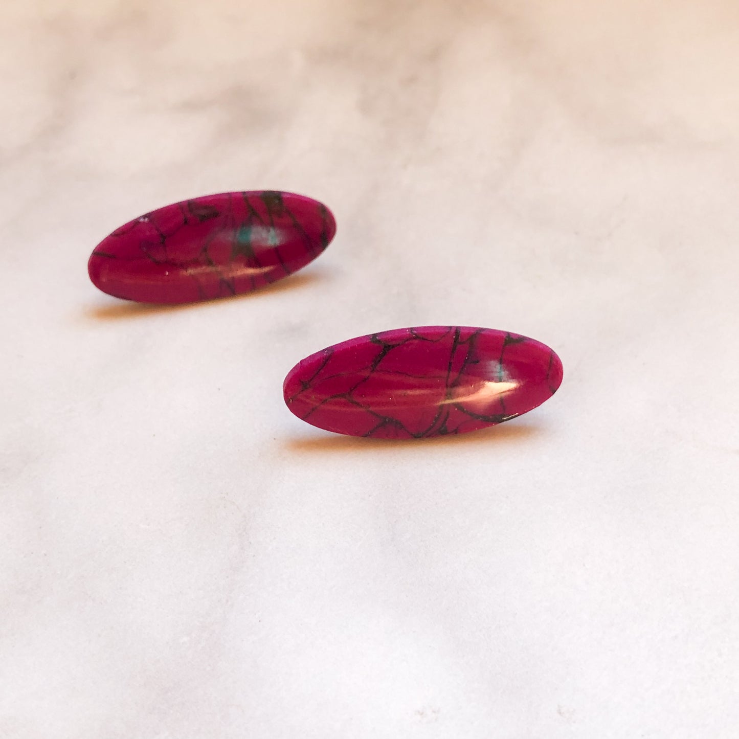 Spring 2025 Collection, Marbled Oval Studs on Surgical Stainless Steel
