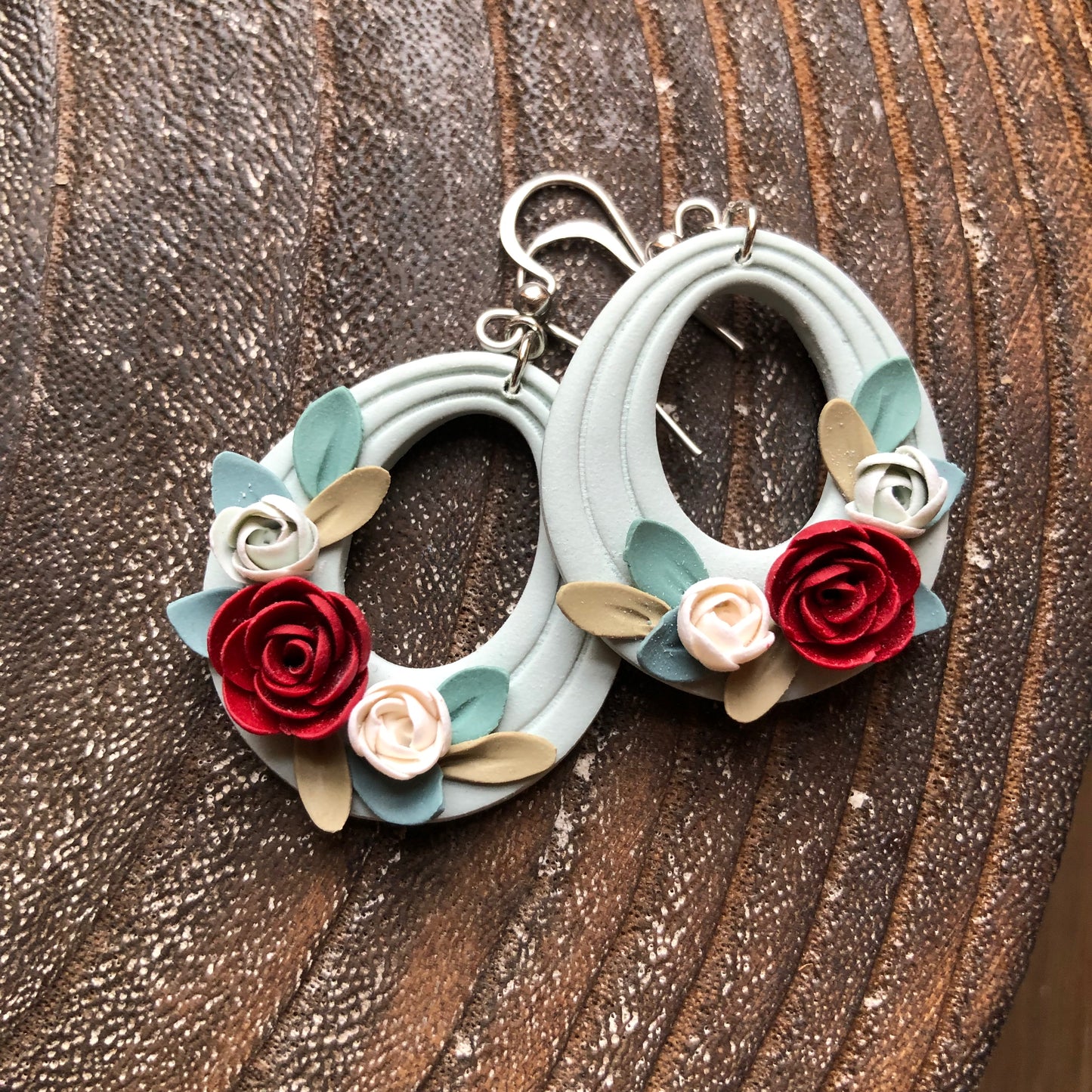 Snowy Christmas Floral Collection, Polymer Clay Earrings