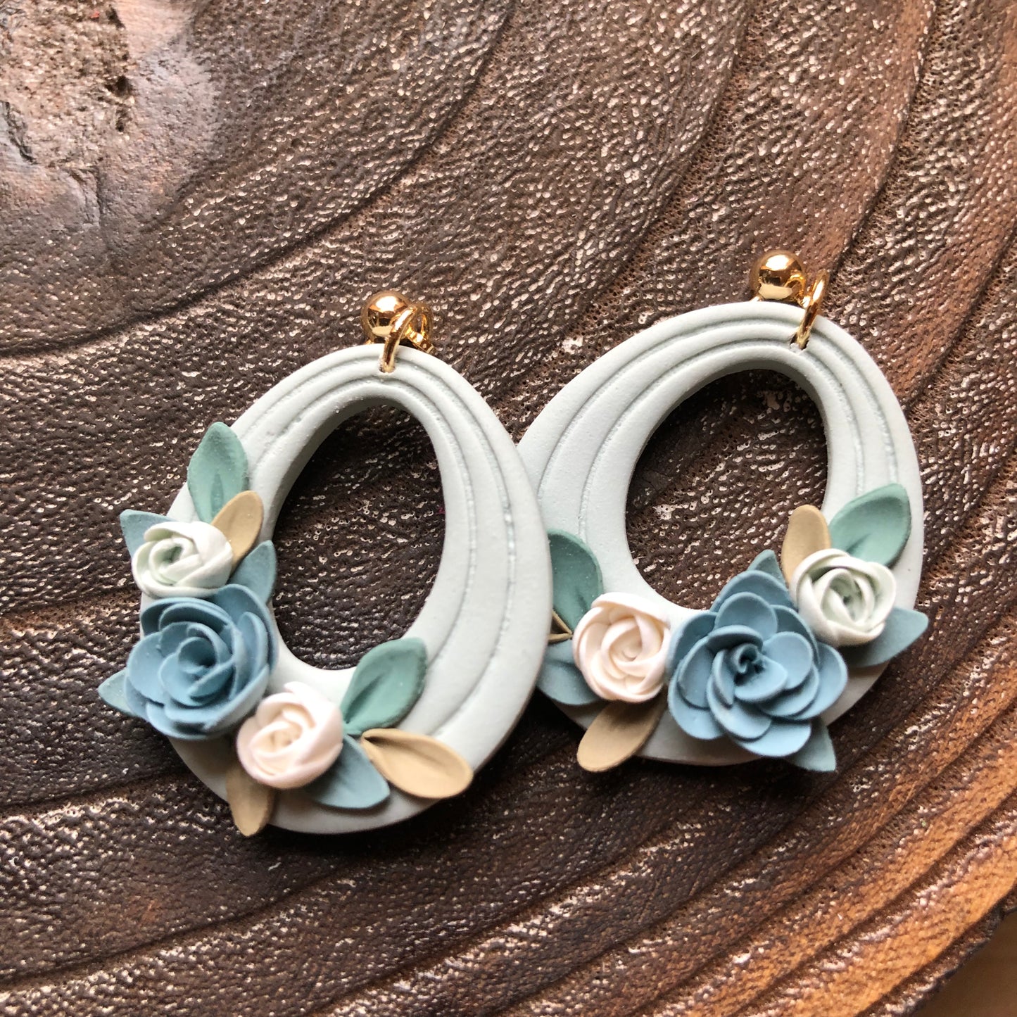 Snowy Christmas Floral Collection, Polymer Clay Earrings