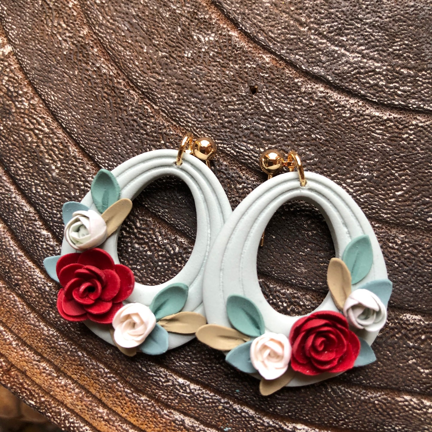 Snowy Christmas Floral Collection, Polymer Clay Earrings
