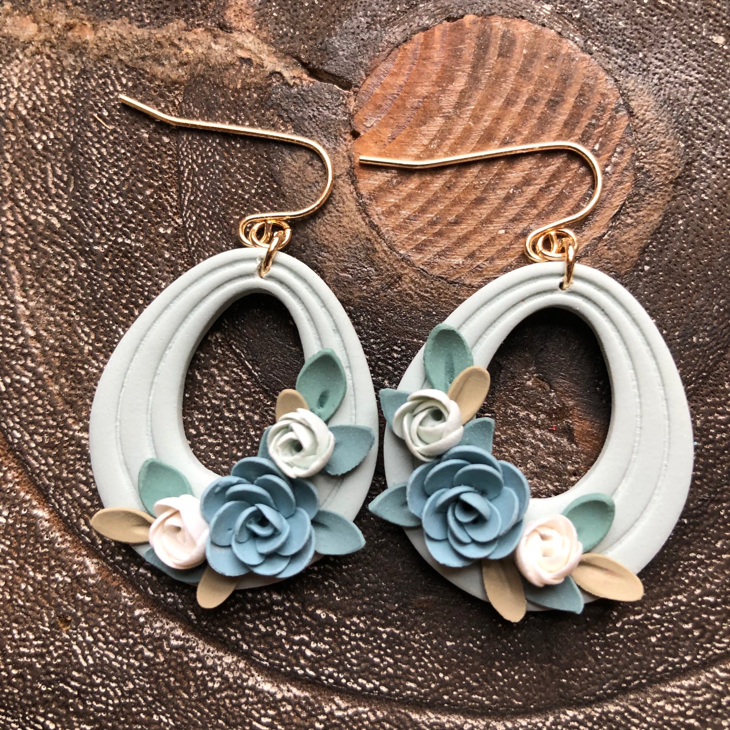 Snowy Christmas Floral Collection, Polymer Clay Earrings