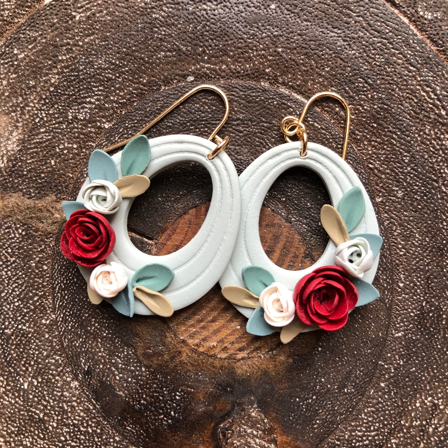 Snowy Christmas Floral Collection, Polymer Clay Earrings