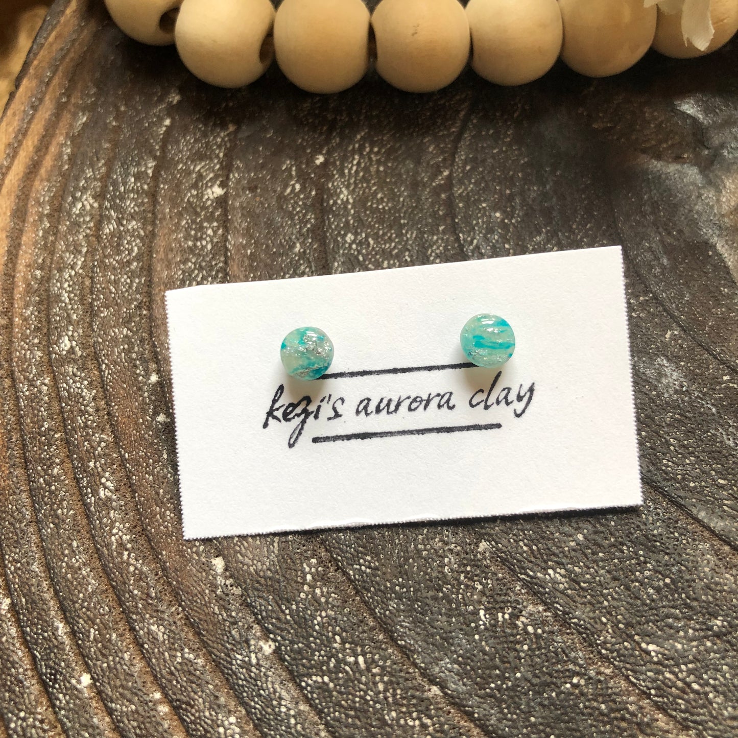 Mini Icy Studs in Blue and Green Polymer Clay, on Surgical Stainless Steel, 10 Variations