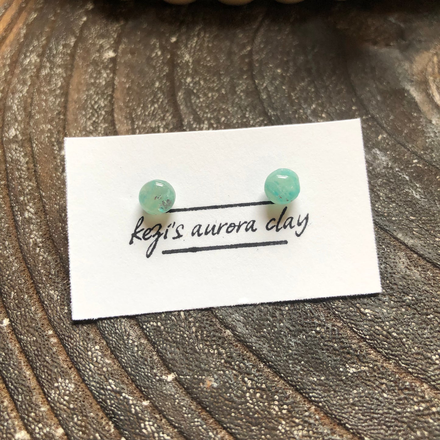 Mini Icy Studs in Blue and Green Polymer Clay, on Surgical Stainless Steel, 10 Variations