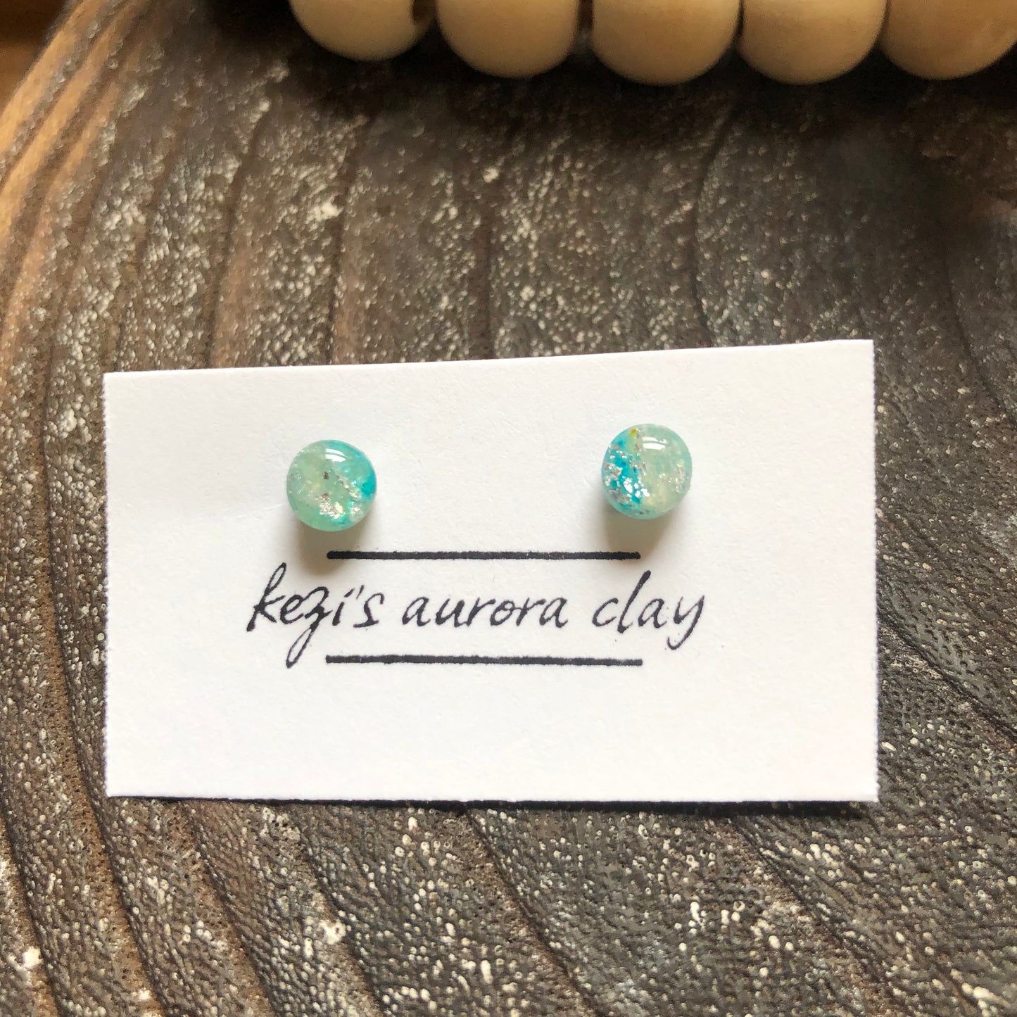 Mini Icy Studs in Blue and Green Polymer Clay, on Surgical Stainless Steel, 10 Variations