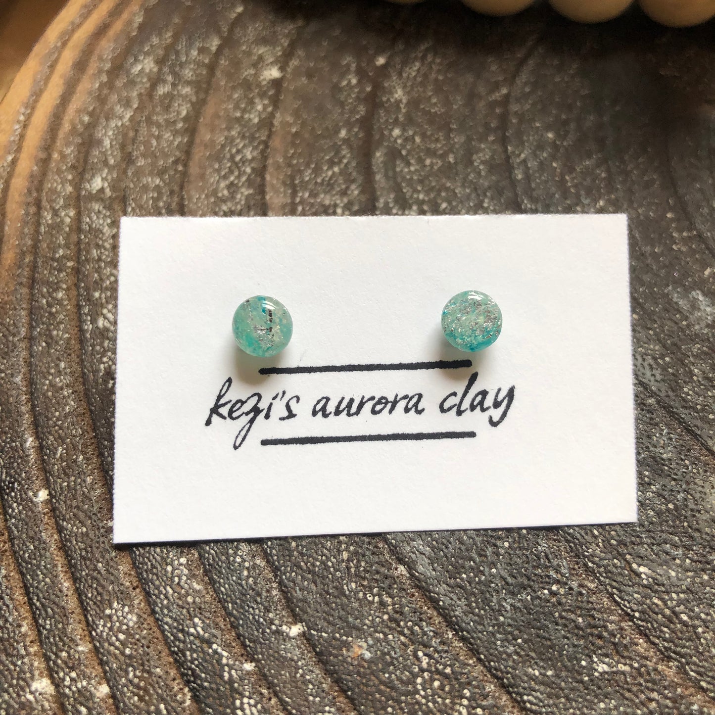 Mini Icy Studs in Blue and Green Polymer Clay, on Surgical Stainless Steel, 10 Variations