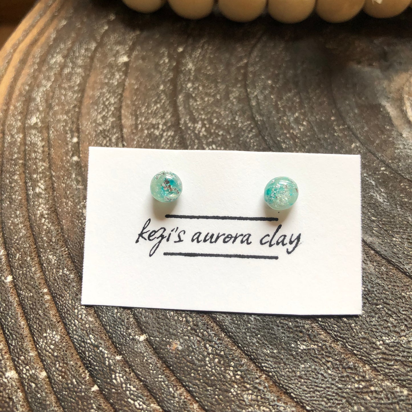 Mini Icy Studs in Blue and Green Polymer Clay, on Surgical Stainless Steel, 10 Variations