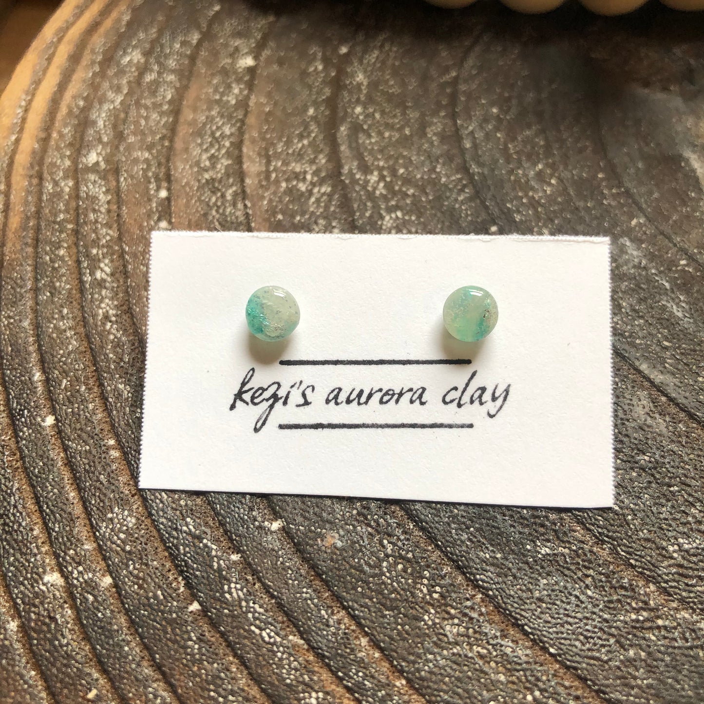 Mini Icy Studs in Blue and Green Polymer Clay, on Surgical Stainless Steel, 10 Variations