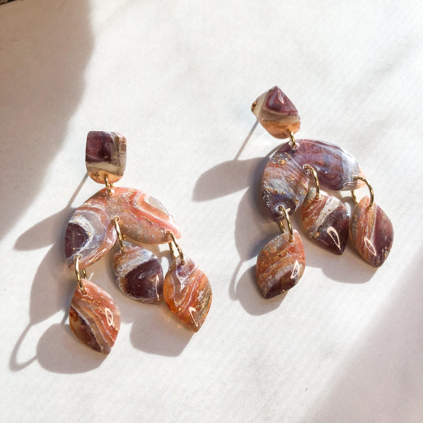 Earth Collection, Statement Polymer Clay Dangles on Surgical Stainless Steel Posts