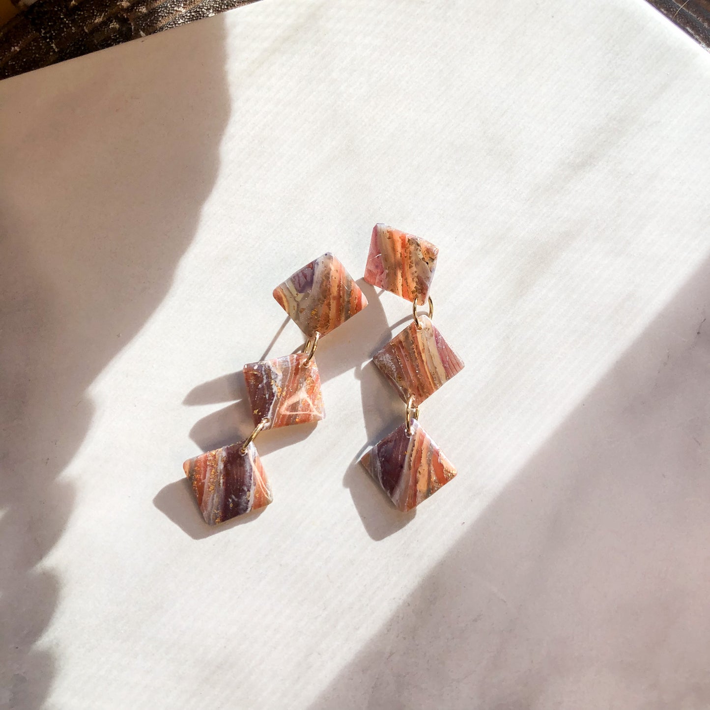 Earth Collection, Diamond Polymer Clay Dangles on Surgical Stainless Steel