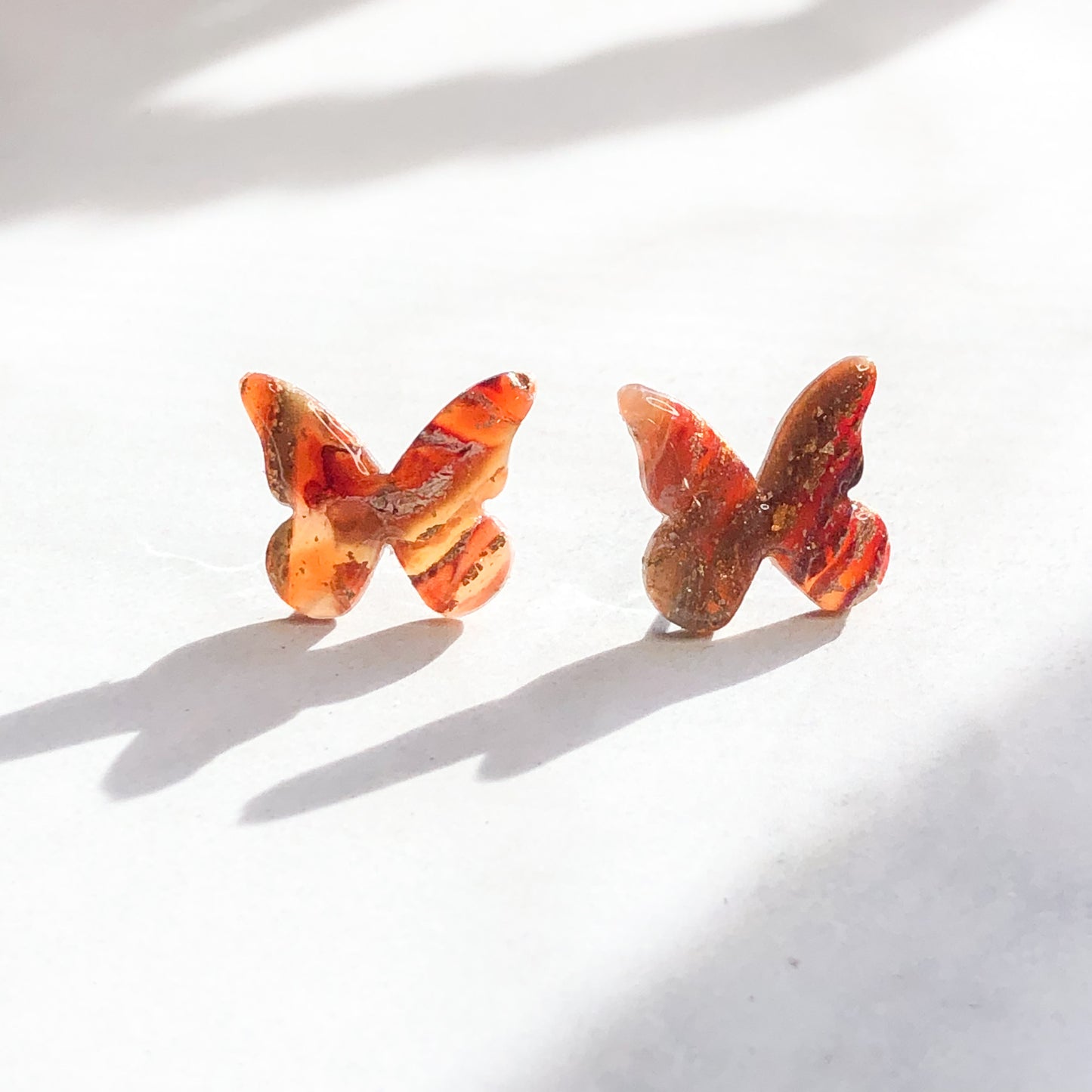 Earth Collection, Butterfly Polymer Clay Studs on Surgical Stainless Steel Posts